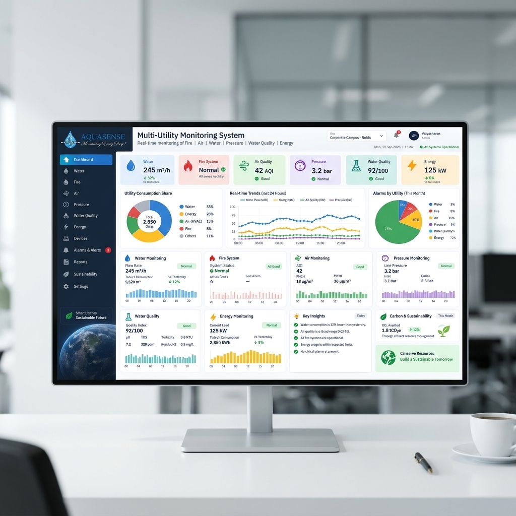 Aquasense Multi Utility Monitoring Dashboard